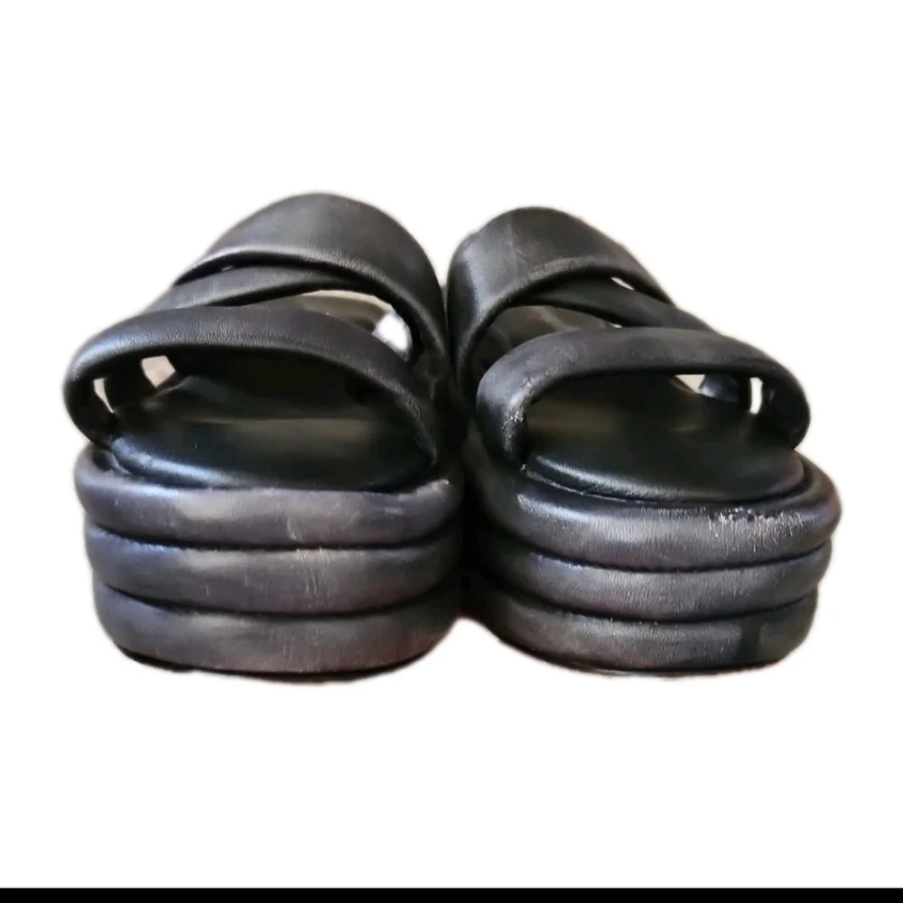 Free People Womens Black Harper Flatform Chunky Leather 90s Y2k Sandals 39.5